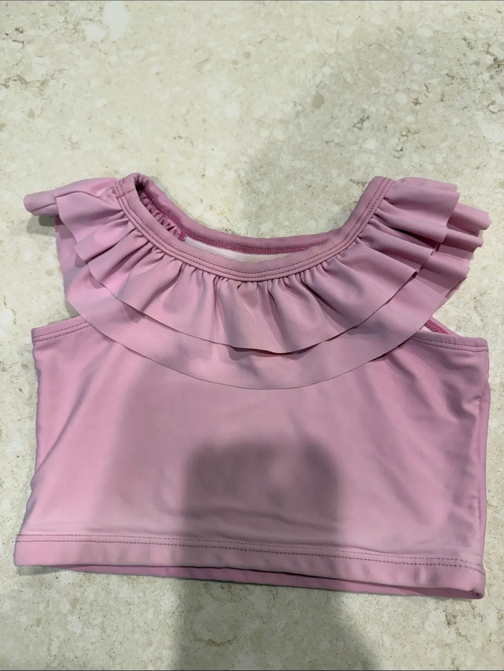 Ruffle Butts Pink Ruffle Swim Crop Top - Top Only